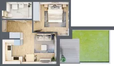 2 pokoje, mieszkanie 38,94 m², parter, oferta nr A/2, Osiedle Urbino 4, Warszawa, Włochy, Raków, ul. Szybka