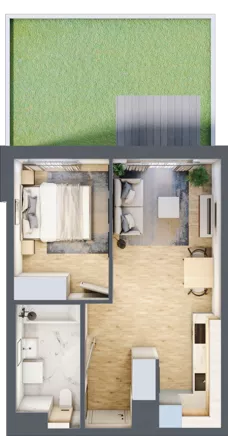 2 pokoje, mieszkanie 39,14 m², parter, oferta nr A/38, Osiedle Urbino 4, Warszawa, Włochy, Raków, ul. Szybka