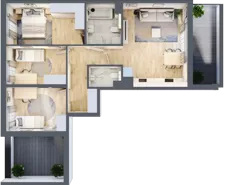 4 pokoje, mieszkanie 76,49 m², piętro 3, oferta nr A/54, Osiedle Urbino 4, Warszawa, Włochy, Raków, ul. Szybka