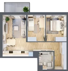 3 pokoje, mieszkanie 55,46 m², piętro 1, oferta nr B/9, Osiedle Urbino 4, Warszawa, Włochy, Raków, ul. Szybka