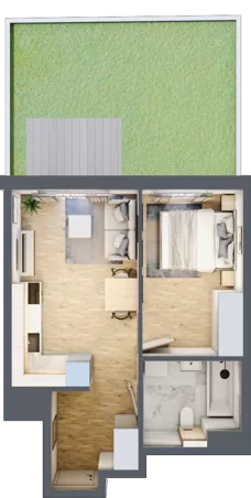 2 pokoje, mieszkanie 37,37 m², piętro 1, oferta nr B/42, Osiedle Urbino 4, Warszawa, Włochy, Raków, ul. Szybka