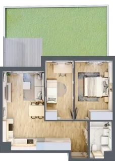 3 pokoje, mieszkanie 57,20 m², piętro 1, oferta nr B/43, Osiedle Urbino 4, Warszawa, Włochy, Raków, ul. Szybka