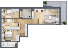 4 pokoje, mieszkanie 74,27 m², piętro 1, oferta nr B/12, Osiedle Urbino 4, Warszawa, Włochy, Raków, ul. Szybka