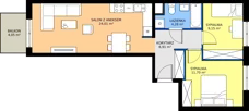 3 pokoje, mieszkanie 56,05 m², piętro 1, oferta nr E/51, Rapsodia 3, Wrocław, Karłowice-Różanka, Różanka, ul. Wołowska