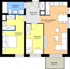 3 pokoje, mieszkanie 60,54 m², piętro 5, oferta nr E/37, Rapsodia 3, Wrocław, Karłowice-Różanka, Różanka, ul. Wołowska