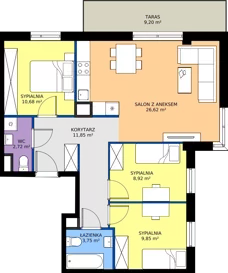 4 pokoje, mieszkanie 74,39 m², piętro 1, oferta nr H/21, Apartamenty Park Matecznego etap 2.2, Kraków, Podgórze, Mateczny, ul. Orawska