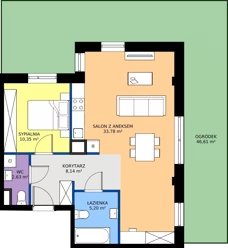 2 pokoje, mieszkanie 60,10 m², parter, oferta nr H/18, Apartamenty Park Matecznego etap 2.2, Kraków, Podgórze, Mateczny, ul. Orawska