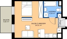1 pokój, mieszkanie 30,70 m², piętro 1, oferta nr H/60, Apartamenty Park Matecznego etap 2.2, Kraków, Podgórze, Mateczny, ul. Orawska