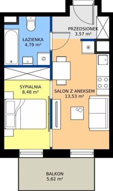 2 pokoje, mieszkanie 30,37 m², piętro 1, oferta nr H/36, Apartamenty Park Matecznego etap 2.2, Kraków, Podgórze, Mateczny, ul. Orawska
