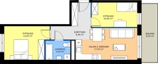 3 pokoje, mieszkanie 55,19 m², piętro 1, oferta nr H/58, Apartamenty Park Matecznego etap 2.2, Kraków, Podgórze, Mateczny, ul. Orawska