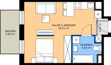 1 pokój, mieszkanie 30,70 m², piętro 1, oferta nr H/59, Apartamenty Park Matecznego etap 2.2, Kraków, Podgórze, Mateczny, ul. Orawska