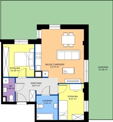 3 pokoje, mieszkanie 59,84 m², parter, oferta nr I/16, Apartamenty Park Matecznego etap 2.2, Kraków, Podgórze, Mateczny, ul. Orawska