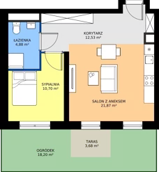 2 pokoje, mieszkanie 49,98 m², parter, oferta nr I/31, Apartamenty Park Matecznego etap 2.2, Kraków, Podgórze, Mateczny, ul. Orawska