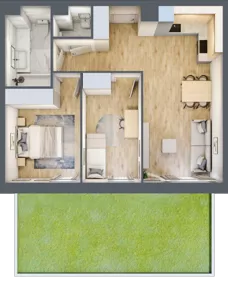 3 pokoje, mieszkanie 55,64 m², parter, oferta nr II/42, Neo Nova Ochota 2, Warszawa, Włochy, Raków, ul. Łopuszańska 36B