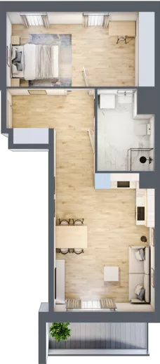 2 pokoje, mieszkanie 52,41 m², piętro 1, oferta nr II/7, Neo Nova Ochota 2, Warszawa, Włochy, Raków, ul. Łopuszańska 36B