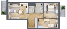 3 pokoje, mieszkanie 56,81 m², piętro 4, oferta nr VI/127, Neo Nova Ochota 6, Warszawa, Włochy, Raków, ul. Opackiego