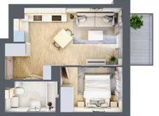 2 pokoje, mieszkanie 34,93 m², piętro 1, oferta nr E-87, Piastova Osada, Warszawa, Ursus, Gołąbki, ul. Henryka II Pobożnego