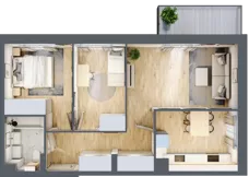 3 pokoje, mieszkanie 61,49 m², piętro 1, oferta nr E-36, Piastova Osada, Warszawa, Ursus, Gołąbki, ul. Henryka II Pobożnego