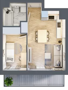 2 pokoje, mieszkanie 33,16 m², piętro 3, oferta nr VII/100, Metro Art 7, Warszawa, Praga Południe, Kamionek, ul. Chodakowska 36