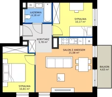 3 pokoje, mieszkanie 52,02 m², piętro 3, oferta nr 16, MISTA Kraków, Kraków, Mistrzejowice, ul. Mistrzejowicka