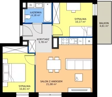 3 pokoje, mieszkanie 52,02 m², piętro 1, oferta nr 3, MISTA Kraków, Kraków, Mistrzejowice, ul. Mistrzejowicka