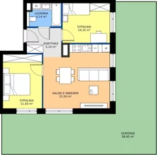 3 pokoje, mieszkanie 52,60 m², parter, oferta nr 51, MISTA Kraków, Kraków, Mistrzejowice, ul. Mistrzejowicka