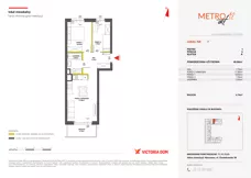 3 pokoje, mieszkanie 46,88 m², piętro 1, oferta nr XII/7, Metro Art 12, Warszawa, Praga Południe, Kamionek, ul. Chodakowska 38