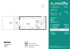 1 pokój, mieszkanie 31,39 m², parter, oferta nr D3-8, Slow City - Etap D, Kraków, Prądnik Biały, ul. Piaszczysta