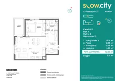 2 pokoje, mieszkanie 52,20 m², piętro 3, oferta nr D1-12, Slow City - Etap D, Kraków, Prądnik Biały, ul. Piaszczysta