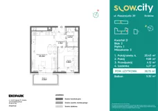 2 pokoje, mieszkanie 38,70 m², piętro 1, oferta nr D2-3, Slow City - Etap D, Kraków, Prądnik Biały, ul. Piaszczysta