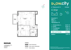2 pokoje, mieszkanie 41,86 m², piętro 2, oferta nr D3-24, Slow City - Etap D, Kraków, Prądnik Biały, ul. Piaszczysta