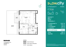 2 pokoje, mieszkanie 41,87 m², parter, oferta nr D3-4, Slow City - Etap D, Kraków, Prądnik Biały, ul. Piaszczysta