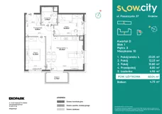 3 pokoje, mieszkanie 60,04 m², piętro 3, oferta nr D1-10, Slow City - Etap D, Kraków, Prądnik Biały, ul. Piaszczysta