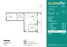 3 pokoje, mieszkanie 69,51 m², piętro 1, oferta nr D2-10, Slow City - Etap D, Kraków, Prądnik Biały, ul. Piaszczysta