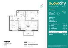 3 pokoje, mieszkanie 50,52 m², piętro 3, oferta nr D2-45, Slow City - Etap D, Kraków, Prądnik Biały, ul. Piaszczysta