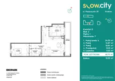 3 pokoje, mieszkanie 68,70 m², piętro 1, oferta nr D2-7, Slow City - Etap D, Kraków, Prądnik Biały, ul. Piaszczysta