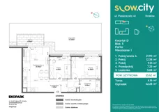 3 pokoje, mieszkanie 55,62 m², parter, oferta nr D3-1, Slow City - Etap D, Kraków, Prądnik Biały, ul. Piaszczysta