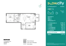 3 pokoje, mieszkanie 66,28 m², piętro 1, oferta nr D3-17, Slow City - Etap D, Kraków, Prądnik Biały, ul. Piaszczysta