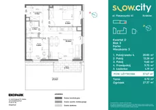 3 pokoje, mieszkanie 57,67 m², parter, oferta nr D3-3, Slow City - Etap D, Kraków, Prądnik Biały, ul. Piaszczysta