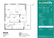 3 pokoje, mieszkanie 72,25 m², parter, oferta nr C1-4, Slow City - Etap C, Kraków, Prądnik Biały, ul. Piaszczysta