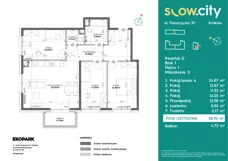 4 pokoje, mieszkanie 80,92 m², piętro 1, oferta nr D1-3, Slow City - Etap D, Kraków, Prądnik Biały, ul. Piaszczysta