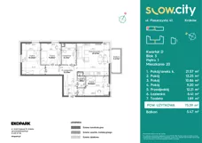 4 pokoje, mieszkanie 75,39 m², piętro 1, oferta nr D3-20, Slow City - Etap D, Kraków, Prądnik Biały, ul. Piaszczysta