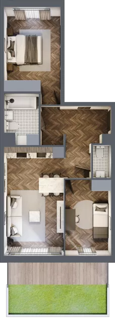 3 pokoje, mieszkanie 60,39 m², piętro 3, oferta nr C4.05, Nad Odrą, Szczecin, Śródmieście, Łasztownia, ul. Celna 4