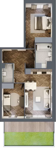 3 pokoje, mieszkanie 60,49 m², piętro 3, oferta nr A4.02, Nad Odrą, Szczecin, Śródmieście, Łasztownia, ul. Celna 4
