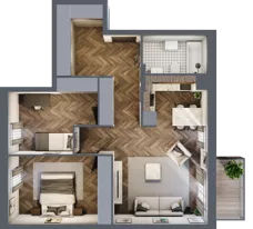 3 pokoje, mieszkanie 67,02 m², piętro 4, oferta nr C5.03, Nad Odrą, Szczecin, Śródmieście, Łasztownia, ul. Celna 4