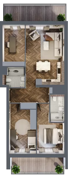 4 pokoje, mieszkanie 71,56 m², piętro 3, oferta nr C.3.02, Nad Odrą, Szczecin, Śródmieście, Łasztownia, ul. Celna 4
