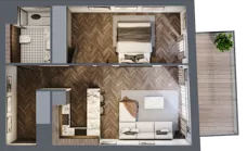 2 pokoje, mieszkanie 45,51 m², piętro 1, oferta nr B.1.01, Nad Odrą, Szczecin, Śródmieście, Łasztownia, ul. Celna 4