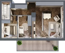 3 pokoje, mieszkanie 56,60 m², piętro 4, oferta nr E.4.05, Nad Odrą, Szczecin, Śródmieście, Łasztownia, ul. Celna 4