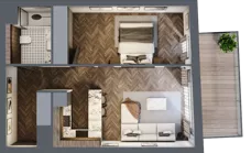 2 pokoje, mieszkanie 45,04 m², piętro 3, oferta nr B.3.01, Nad Odrą, Szczecin, Śródmieście, Łasztownia, ul. Celna 4