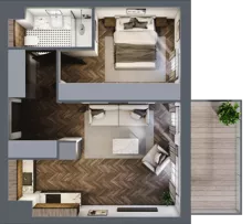 2 pokoje, mieszkanie 42,17 m², piętro 3, oferta nr E.3.01, Nad Odrą, Szczecin, Śródmieście, Łasztownia, ul. Celna 4